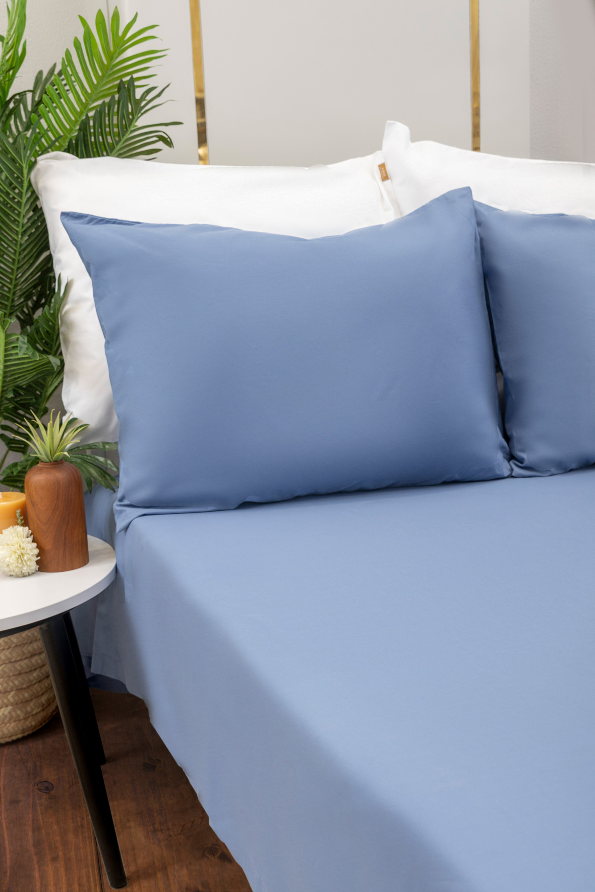 Blue Flat Sheet Set - 300 TC - 100% Egyptian Cotton