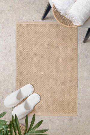 Beige Jacquard Bath Mat- 1100 GSM - 100% Cotton