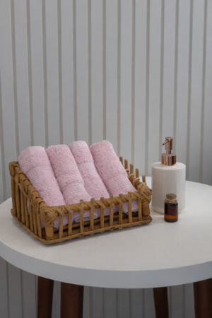 Mahogany Rose 4 pieces Face Towels Set - Solid (650 GSM) 100% Egyptian Cotton