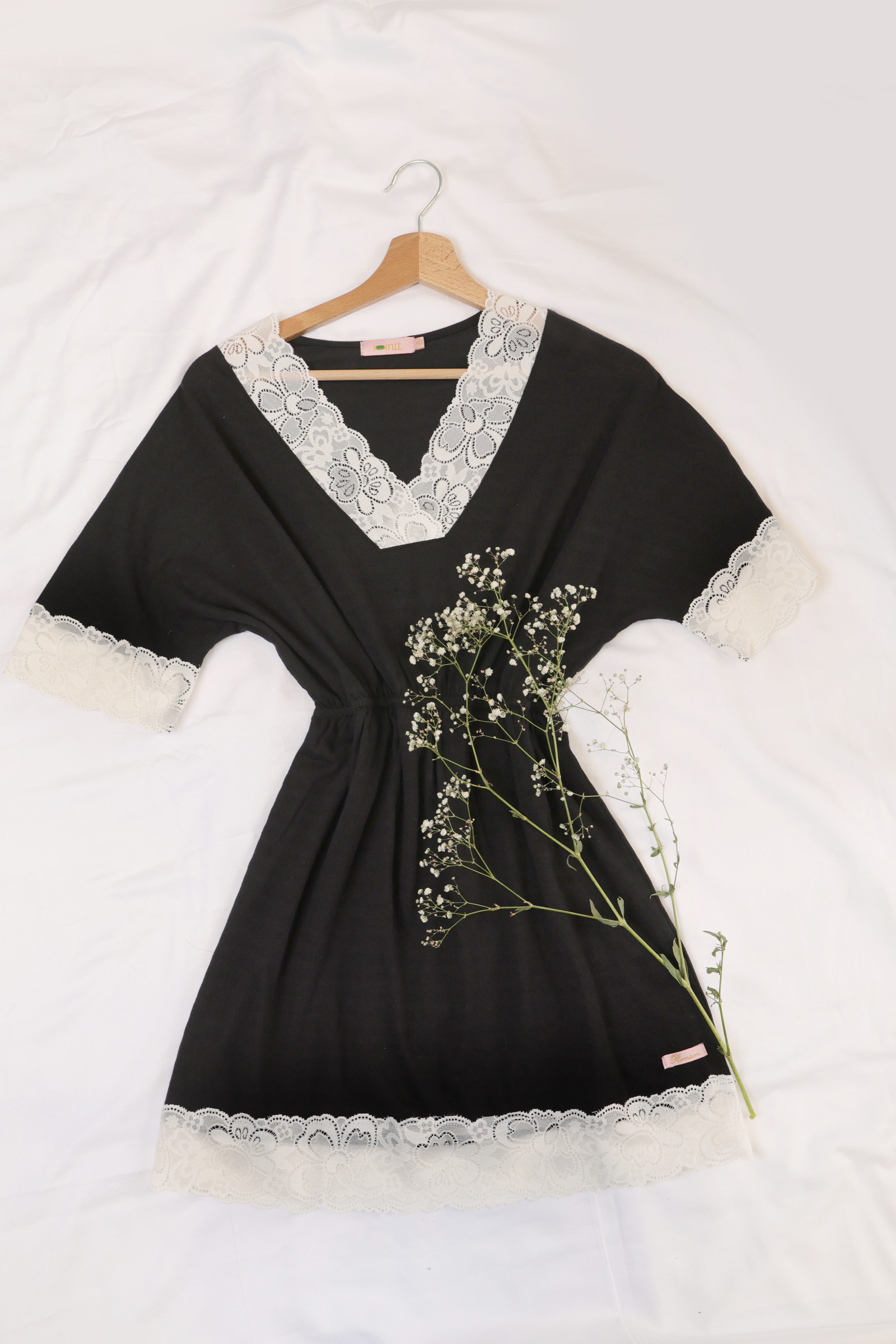 Short Sleeve Floral Lace Sleep Dress